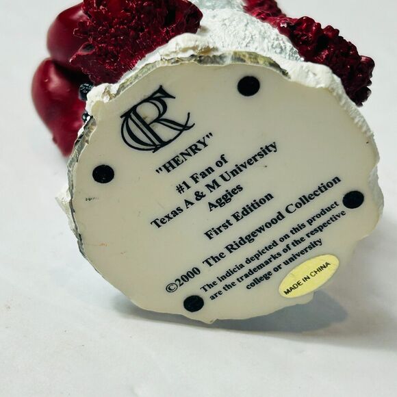 Vintage Snowman Texas A&M Christmas Ornament 2000 Henry Football Ridgewood Coll - Picture 5 of 5